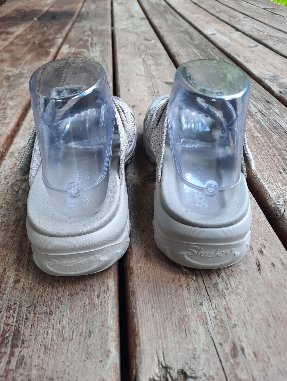 Skechers Luxe Foam Strappy Criss-cross Slide Sandals Taupe Comfort Sole Size 8 - Picture 10 of 15